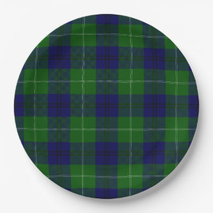 Oliphant tartan blue green plaid paper plates