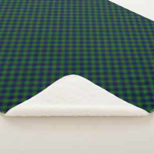 Oliphant tartan blue green plaid sherpa blanket