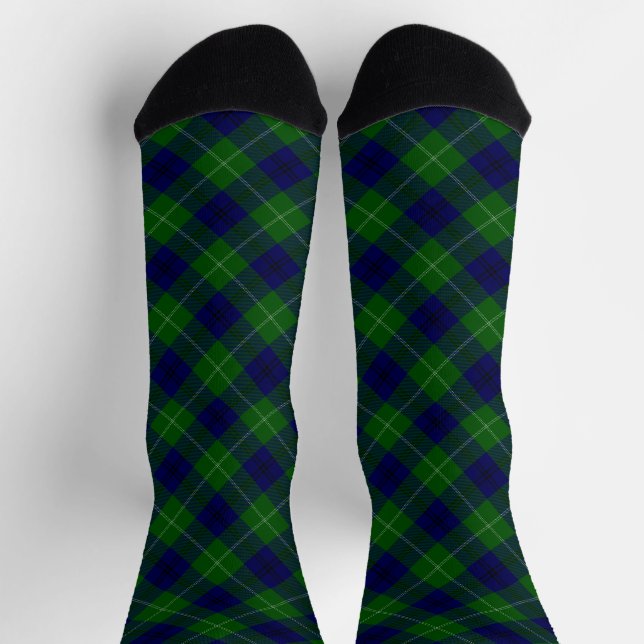 Oliphant tartan blue green plaid socks (Top)