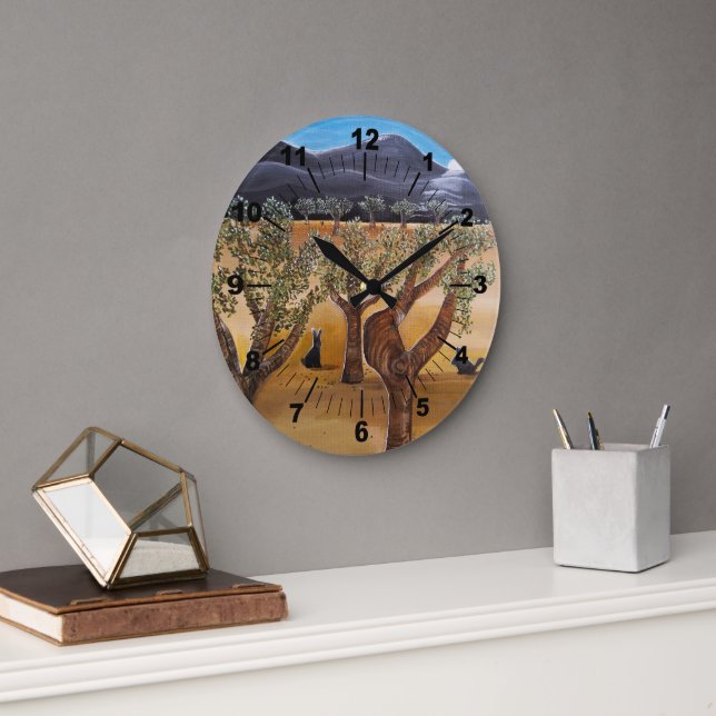 Olivar de Noche Painting by Alfred Fox Large Clock (Office)