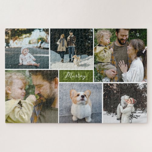 Olive Add The Year  Family Name 6 Photo Collage Jigsaw Puzzle
