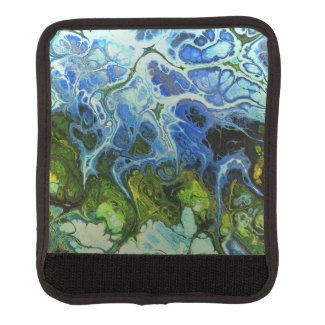 Olive and Blue Marble Swirl Luggage Wrap Handle