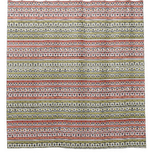 Olive and brown geometric ethnic ornament shower curtain