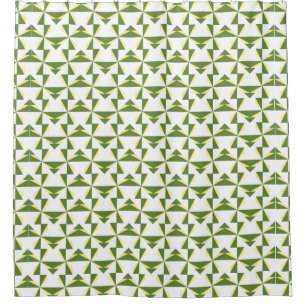 Olive and Butter Pinwheel Shower Curtain