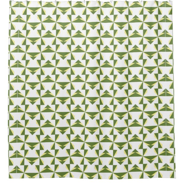 Olive and Butter Pinwheel Shower Curtain (Front)