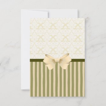 Olive And Cream Brocade Stripe Notecard by aresby at Zazzle