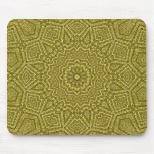 Olive and Gold Geometric Mandala Art Designer Mouse Pad