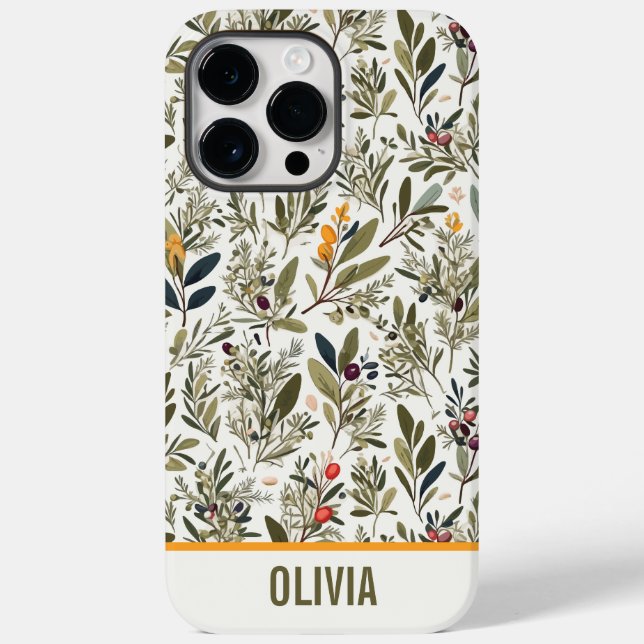 Olive and Herbs Minimal Elegant Personalized Case-Mate iPhone Case (Back)