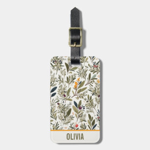 Olive and Herbs Minimal Elegant Personalized Luggage Tag