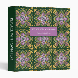 Olive and lavender Azulejos  3 Ring Binder