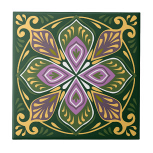 Olive and lavender Azulejos Ceramic Tile