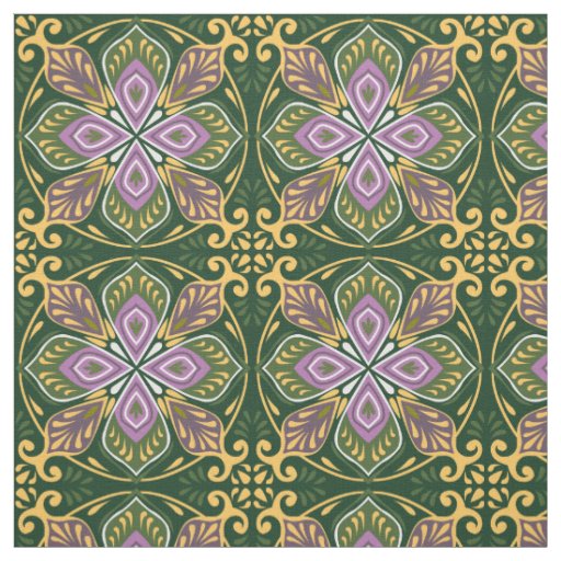 Olive and lavender Azulejos Fabric