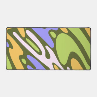 Olive and Lavender Diagonal Brushstroke Pattern Desk Mat