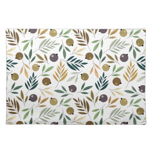 Olive and Leaves Autumn Pattern Cloth Placemat