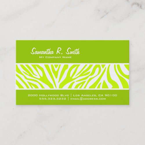 Olive and Lime Green Zebra Stripe Business Card