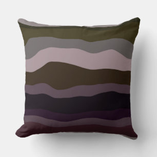 Olive and Purple Wavy Stripes Throw Pillow