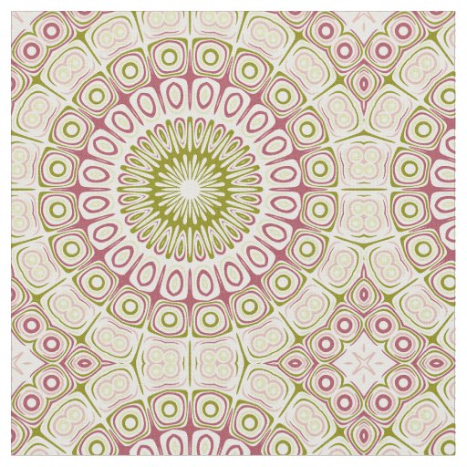 Olive and Rose Mandala Pattern Fabric