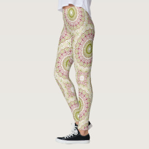 Olive and Rose Mandala Pattern Leggings