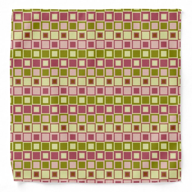 Olive and Rose Square Pattern Bandana (Front)