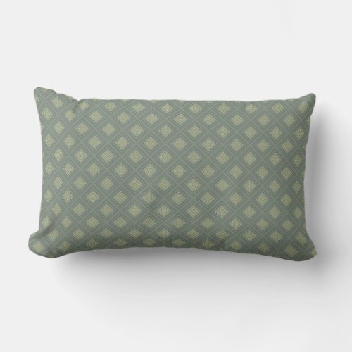 Olive and Sage Green Diamond Shapes Lumbar Pillow