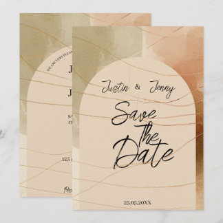 Olive and terracotta Modern wedding Invitation