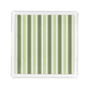 Olive and white candy stripes acrylic tray