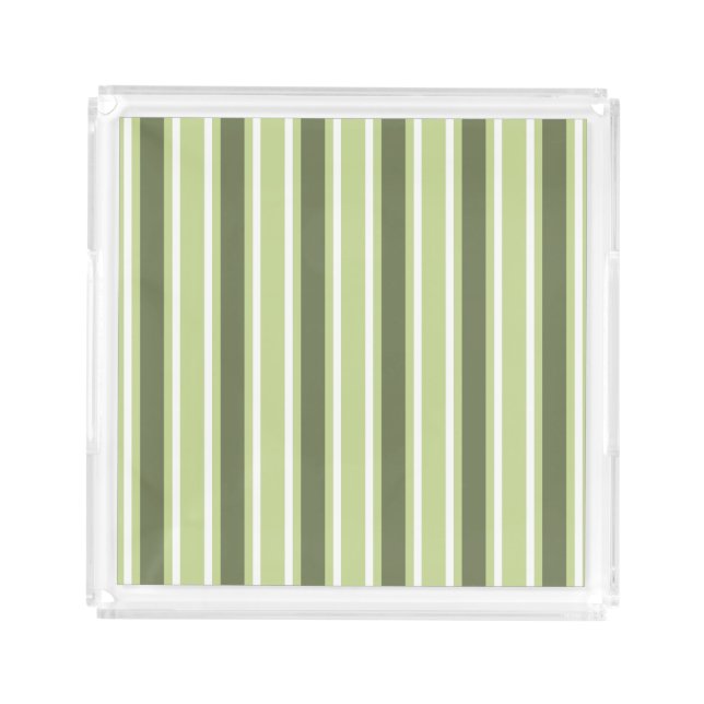 Olive and white candy stripes acrylic tray (Front)