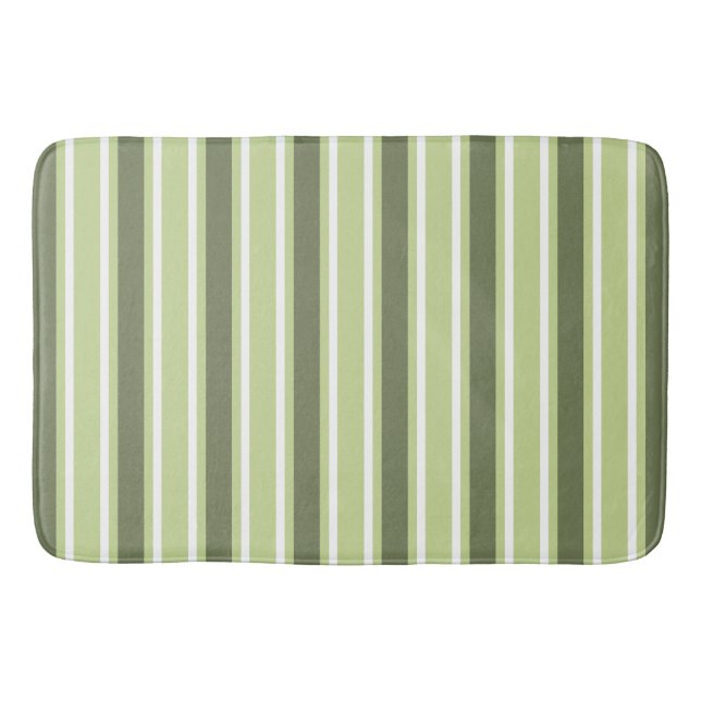 Olive and white candy stripes bath mat (Front)