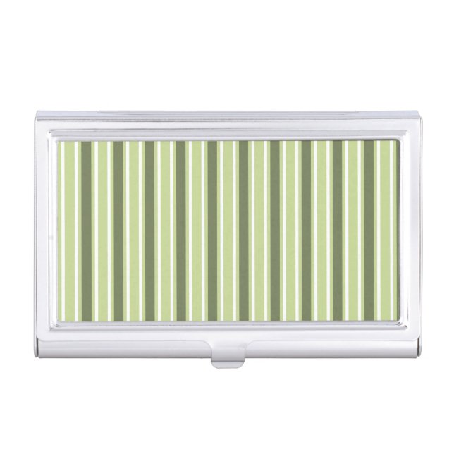 Olive and white candy stripes business card case (Front)