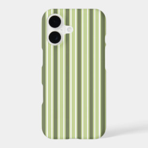 Olive and white candy stripes iPhone 17 case