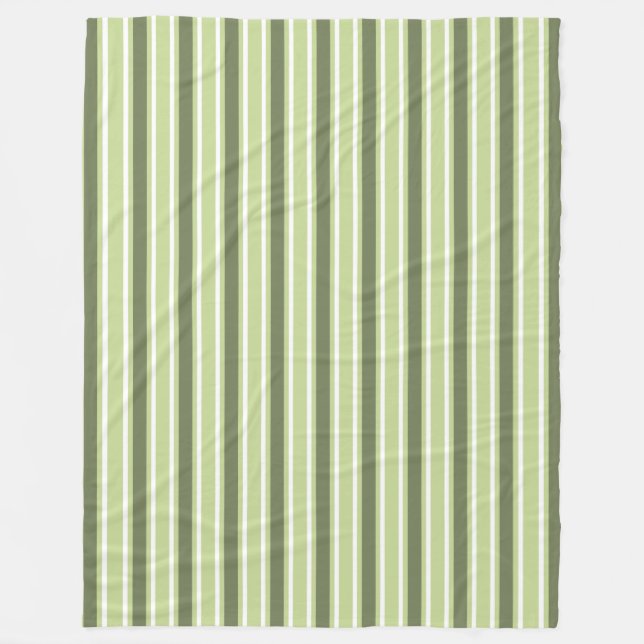 Olive and white candy stripes fleece blanket (Front)