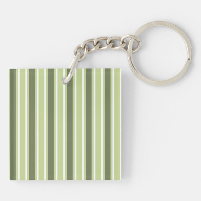 Olive and white candy stripes keychain (Back)