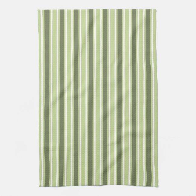 Olive and white candy stripes kitchen towel (Vertical)