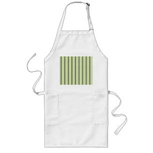 Olive and white candy stripes long apron