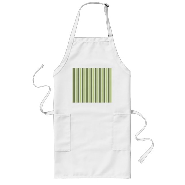 Olive and white candy stripes long apron (Front)