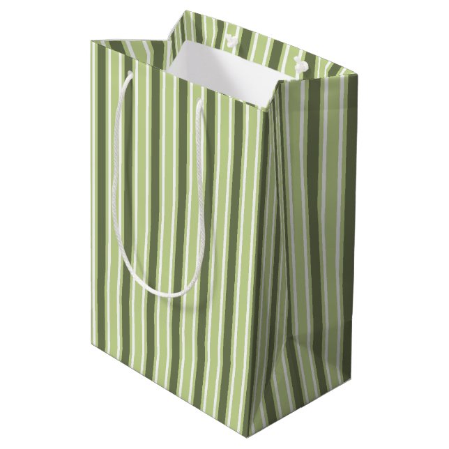 Olive and white candy stripes medium gift bag (Back Angled)