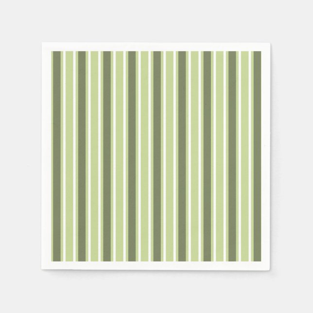 Olive and white candy stripes napkins (Front)