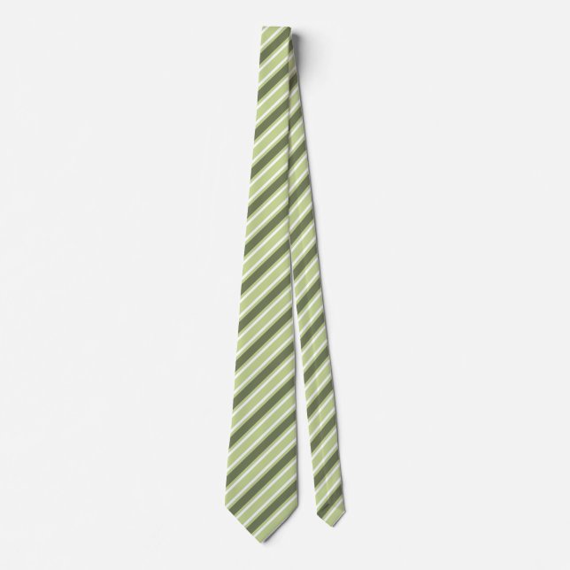 Olive and white candy stripes neck tie (Front)