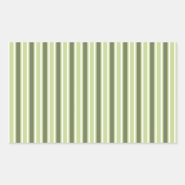 Olive and white candy stripes rectangular sticker (Front)