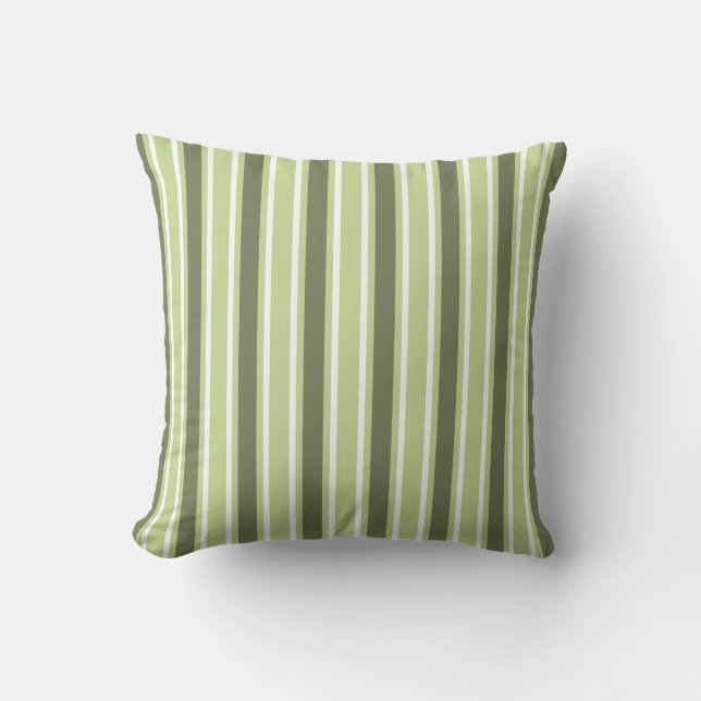 Olive and white candy stripes throw pillow (Front)