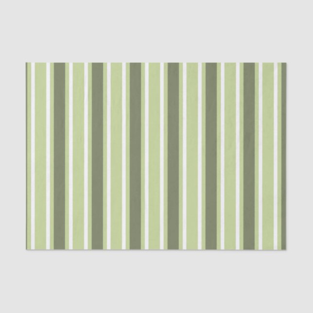 Olive and white candy stripes tissue paper (Front)