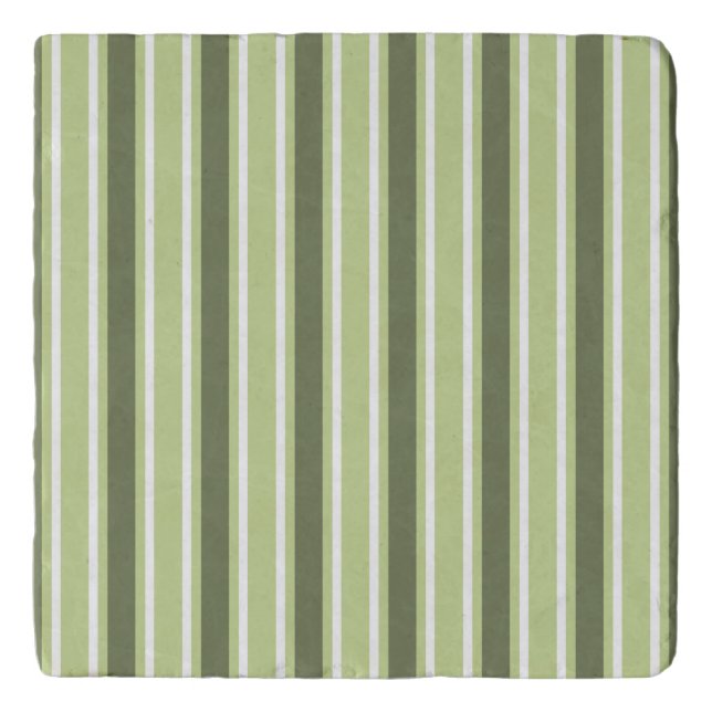 Olive and white candy stripes trivet (Front)