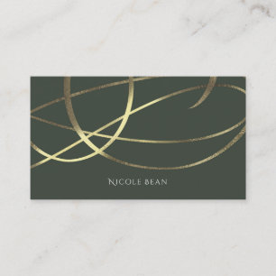 Olive Army Green & Gold Faux Foil Custom Chic Business Card