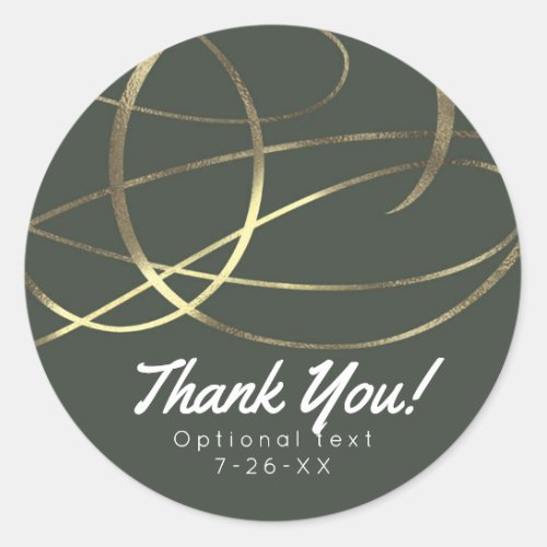 Olive Army Green & Gold Faux Foil Custom Favor Classic Round Sticker