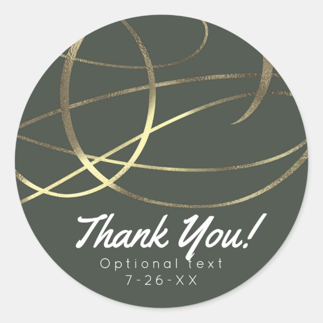 Olive Army Green & Gold Faux Foil Custom Favor Classic Round Sticker (Front)