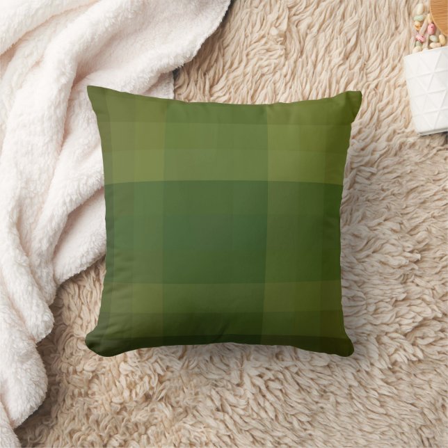 Olive Army Green Plaid Decorative Pillow (Blanket)