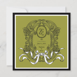 Olive Art Deco Bow Vintage Save The Date