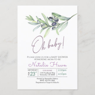 Olive baby shower invitation