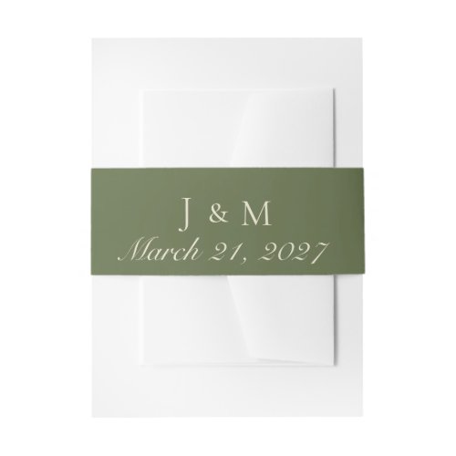 Olive & Beige Invitation Belly Band