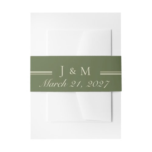 Olive & Beige Invitation Belly Band